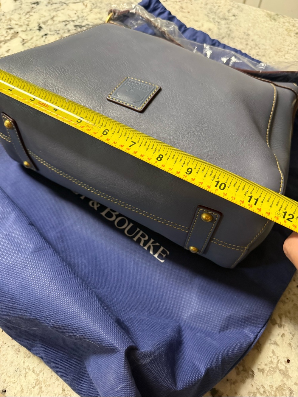 Dooney & Bourke Steel Blue Florentine Leather Shoulder Bag with Gold Hardware - Picture 7 of 7